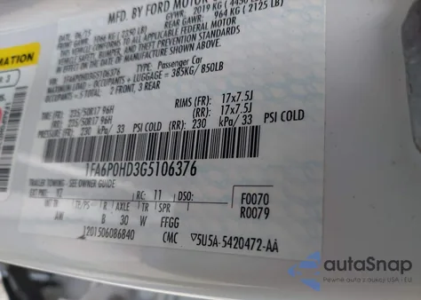 2016 Ford Fusion Se from USA, damaged, VIN 1FA6P0HD3G5106376